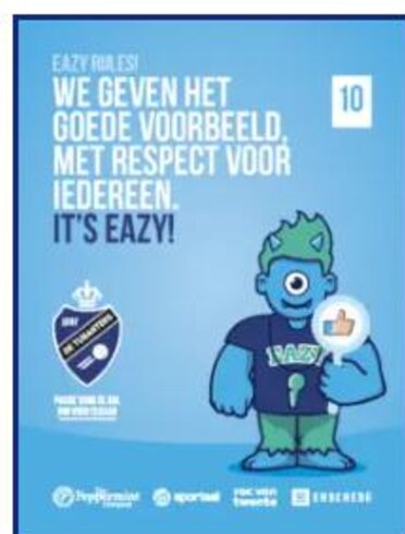 Poster van Eazy! met de tekst: we geven het goede voorbeeld, met respect voor iedereen. It's EAZY! 